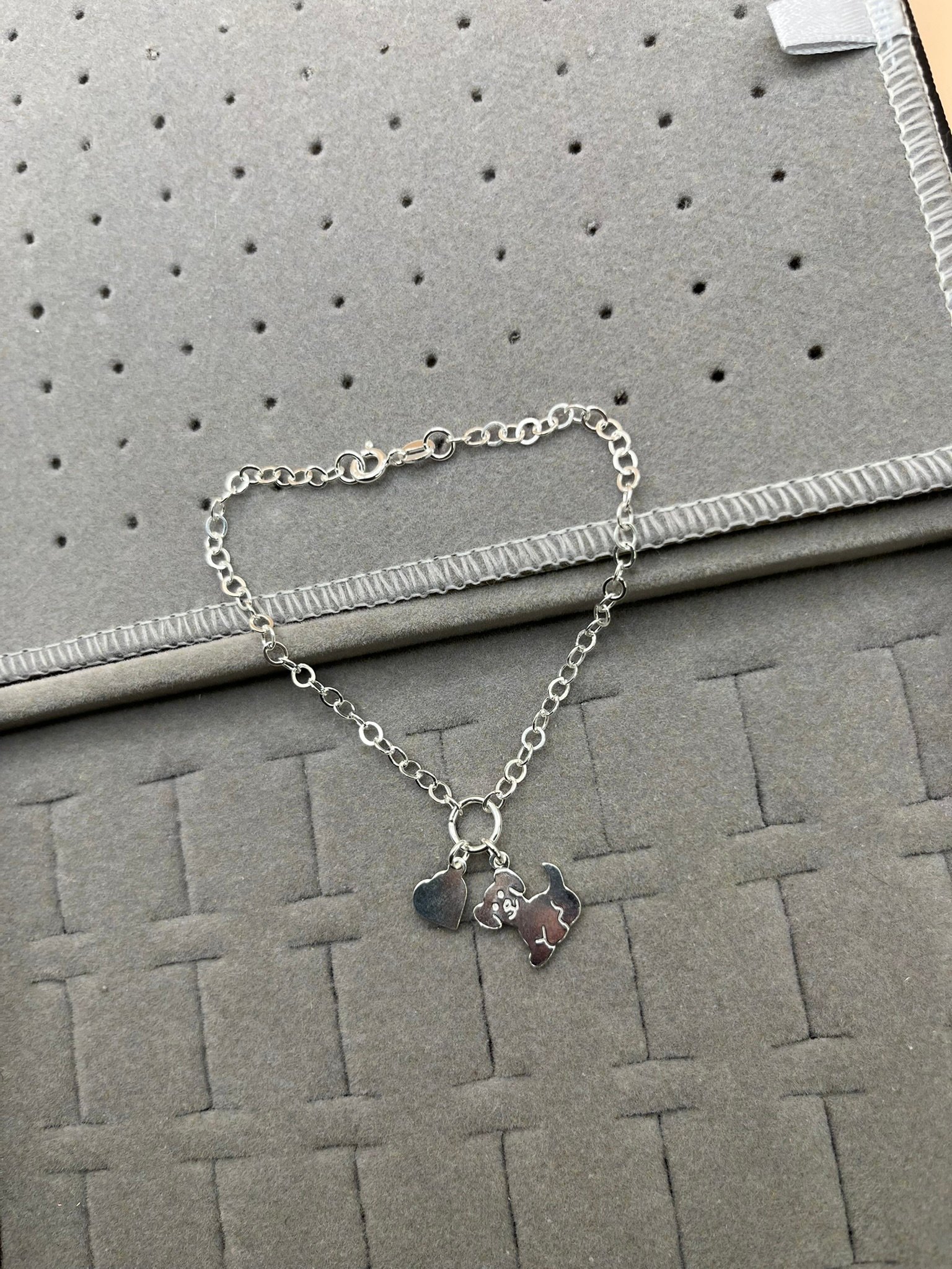 Pulseira Coração e Cachorrinho Prata - Imagem 2