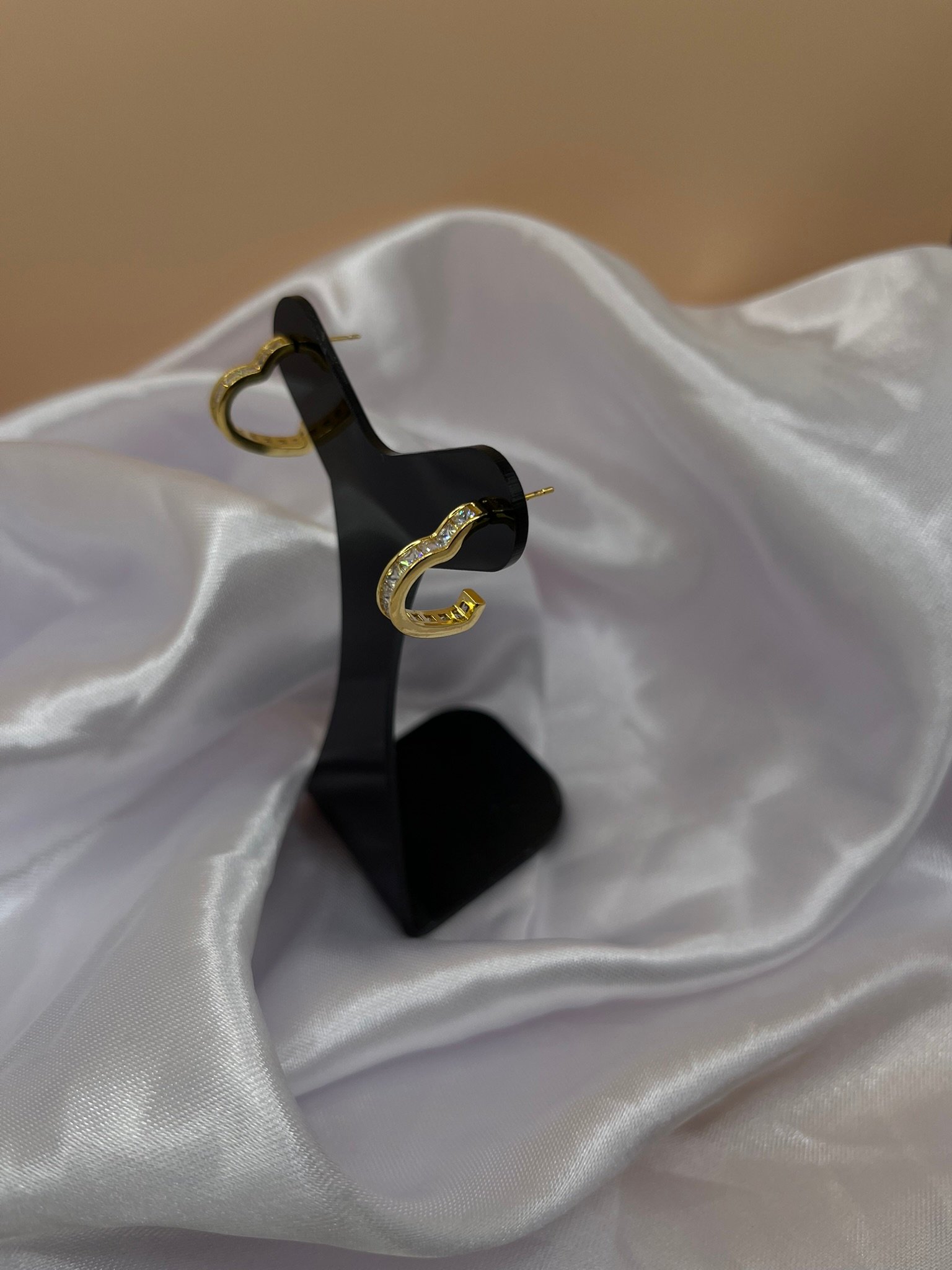 Brinco Argola Luxo Retangular - Folheado a Ouro